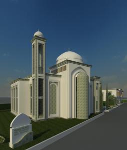 New Masjid View from Rio Linda Blvd  witn Monument